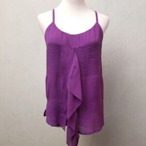 Madison Marcus Pintucked Ruffled 100% Silk top women's size Small (M9)
